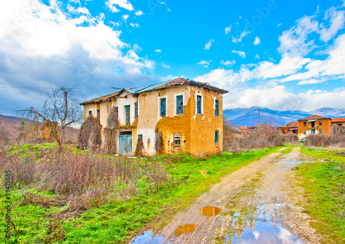 Old houses in village Mavrokampos near Kastoria in Greece