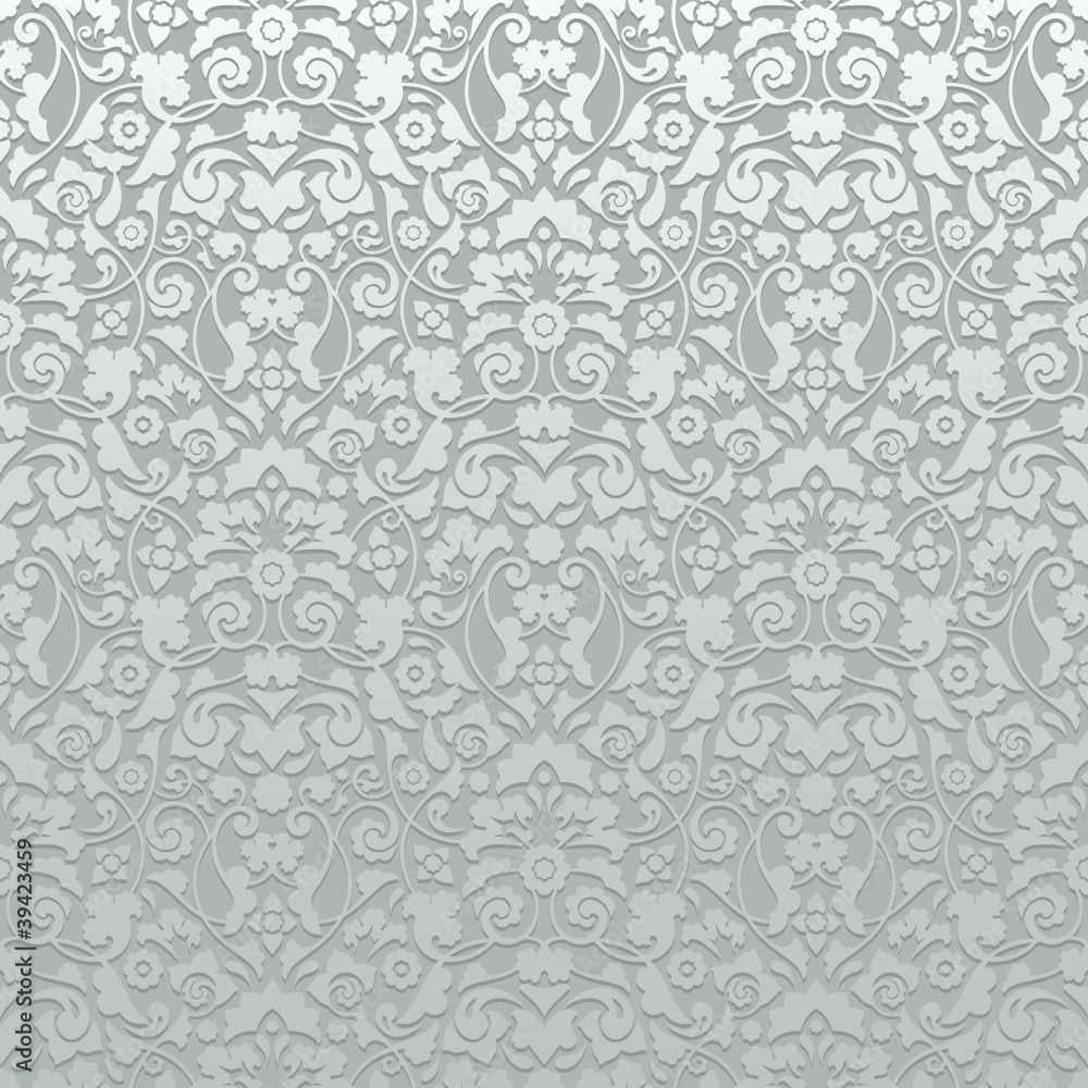 Seamless Damask Pattern 3D Silver Seamless Damask Pattern 3D Silver