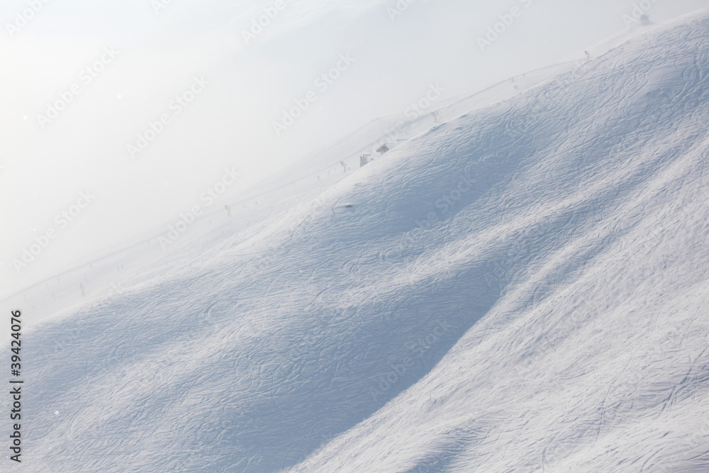 ski traces on snow ski traces on snow