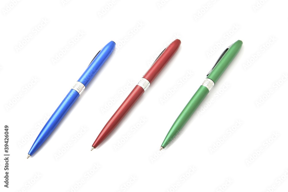 Three pens on a white backgroun Three pens on a white backgroun