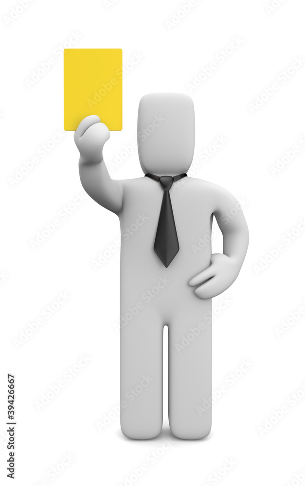 Person showing yellow card Person showing yellow card