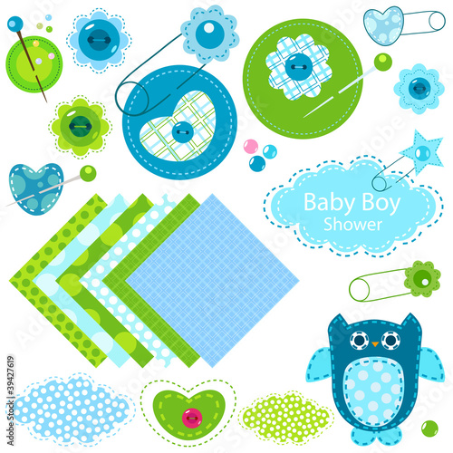 baby boy themed elements set