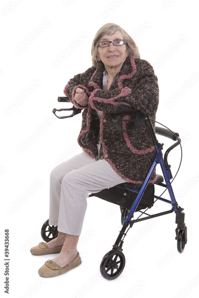 Fototapeta premium retired woman stting on walker