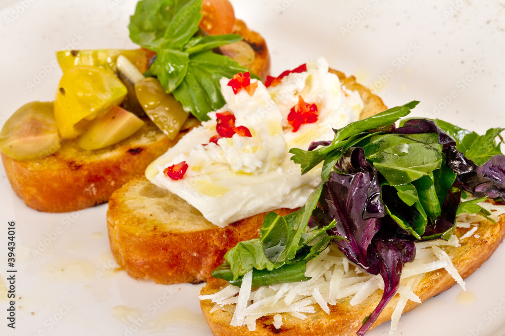 different colored Canapes on a white background