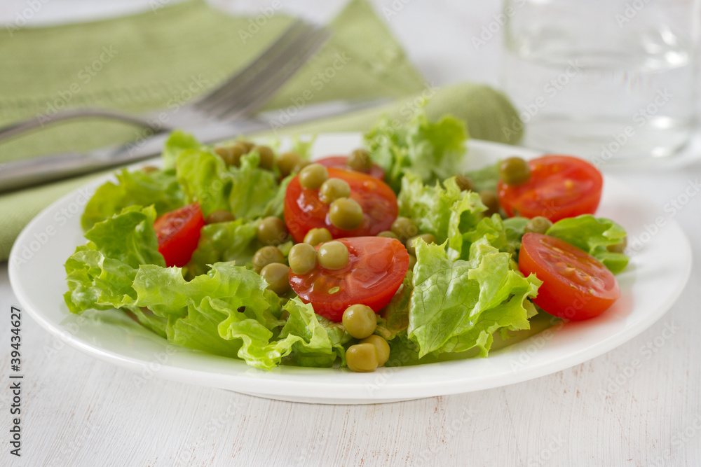 vegetable salad with peas on the plate vegetable salad with peas on the plate
