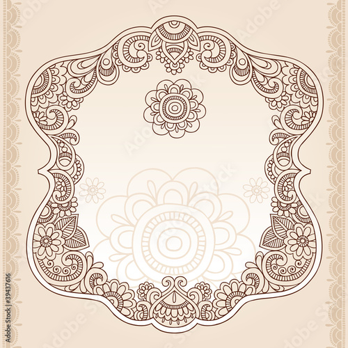 Henna Tattoo Paisley Doodle Frame Vector