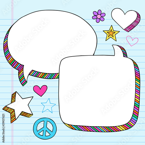 Speech Bubbles 3D Notebook Doodles Vector Set