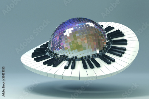 Piano Key around Disco Ball