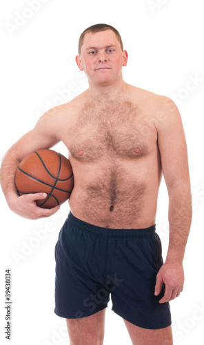 Young man with orange basket ball
