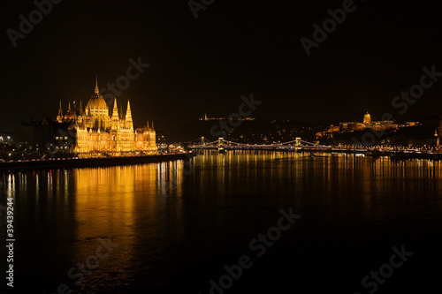 hungarian parliament in budapest at night  hungary