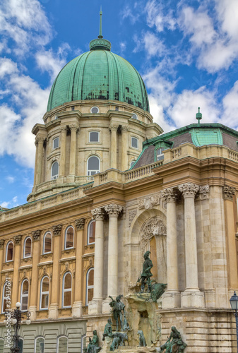 Buda castle dome and Matthias fountain, Budapest, Hungary