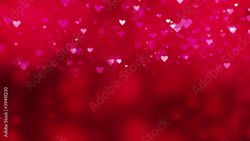Bokeh background with falling red hearts