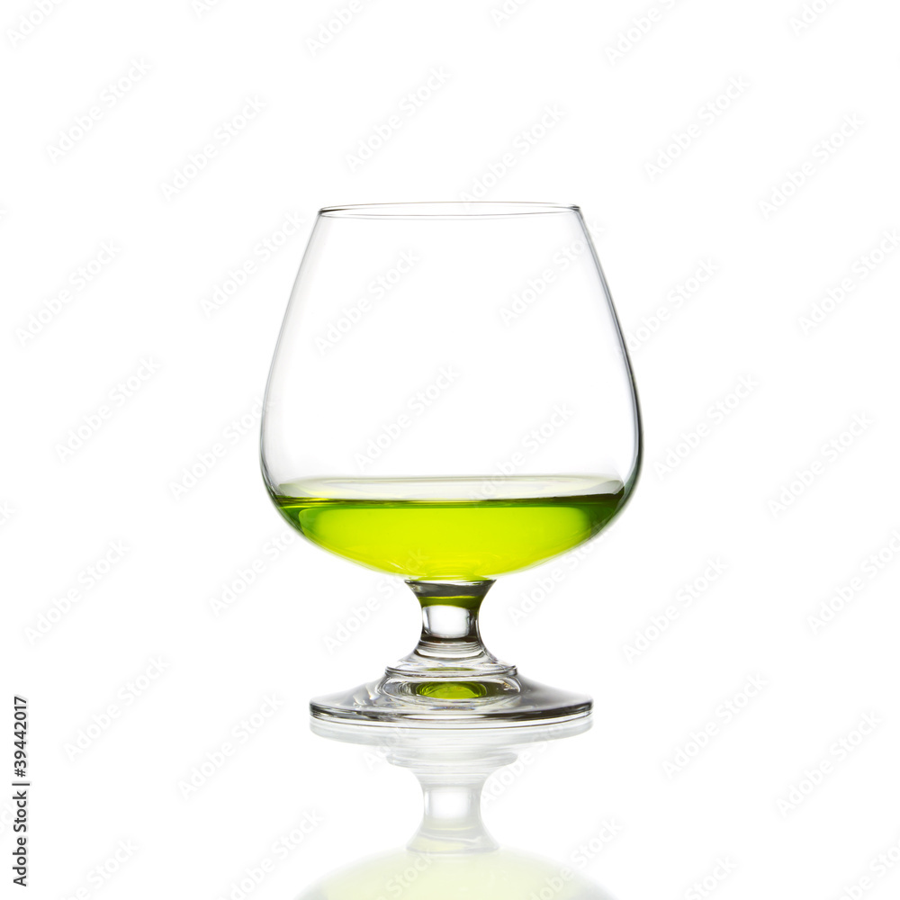 wine glass and green cocktail isolated wine glass and green cocktail isolated