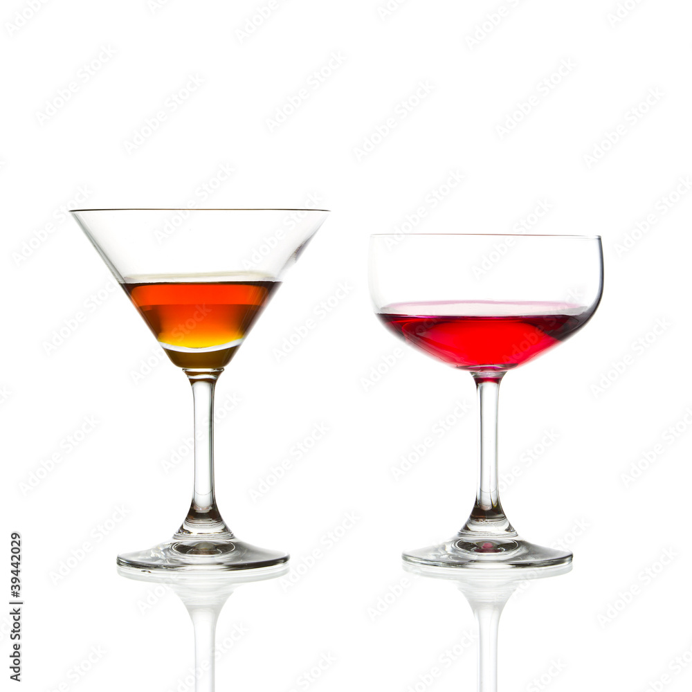 wine glass and red cocktail isolated wine glass and red cocktail isolated