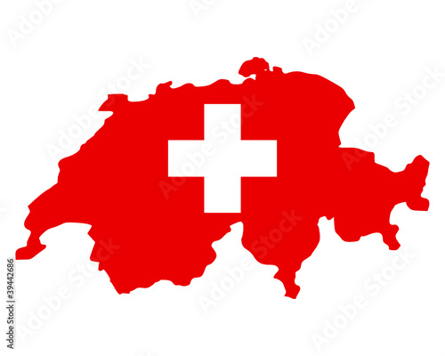 Karte und Fahne der Schweiz