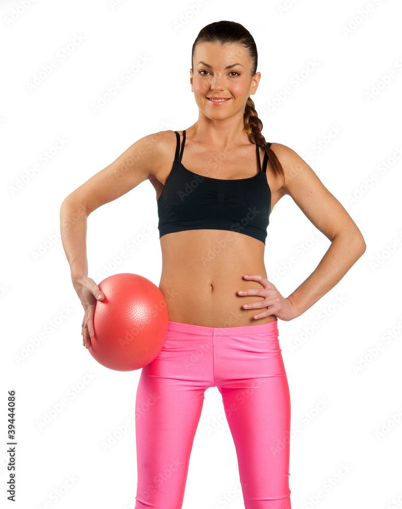 attractive woman exercise with ball attractive woman exercise with ball