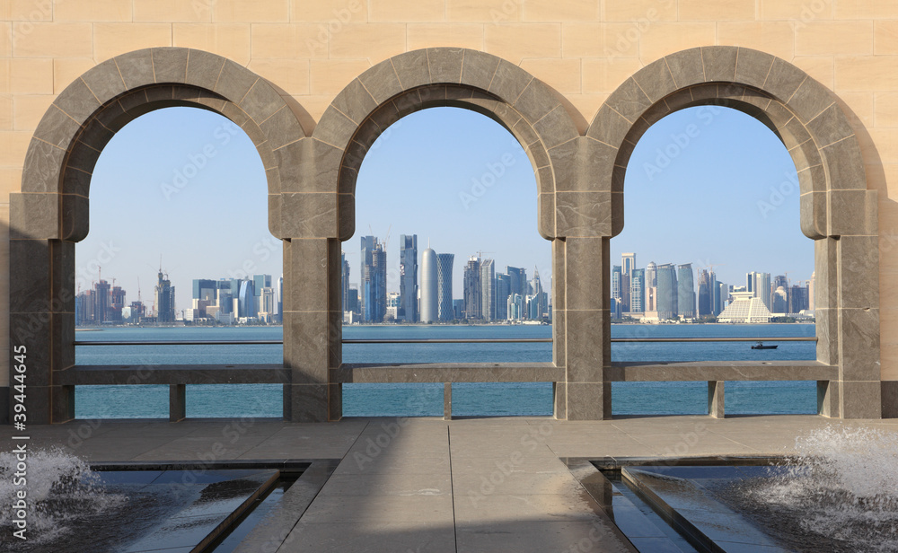 Doha skyline view from Museum of Islamic Art, Qatar