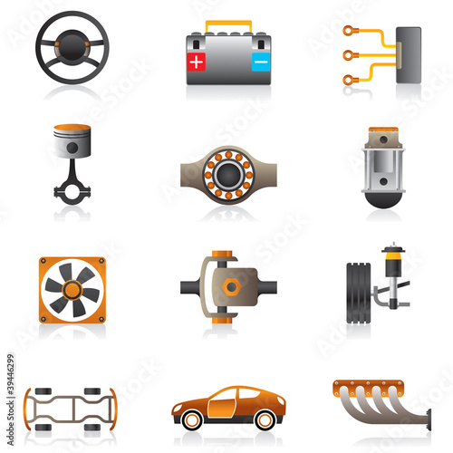 Parts of the car engine - vector illustration