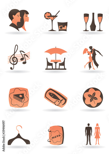 Confectionery, restaurant and club icons