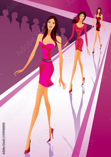 Fashion models show clothes at a fashion review