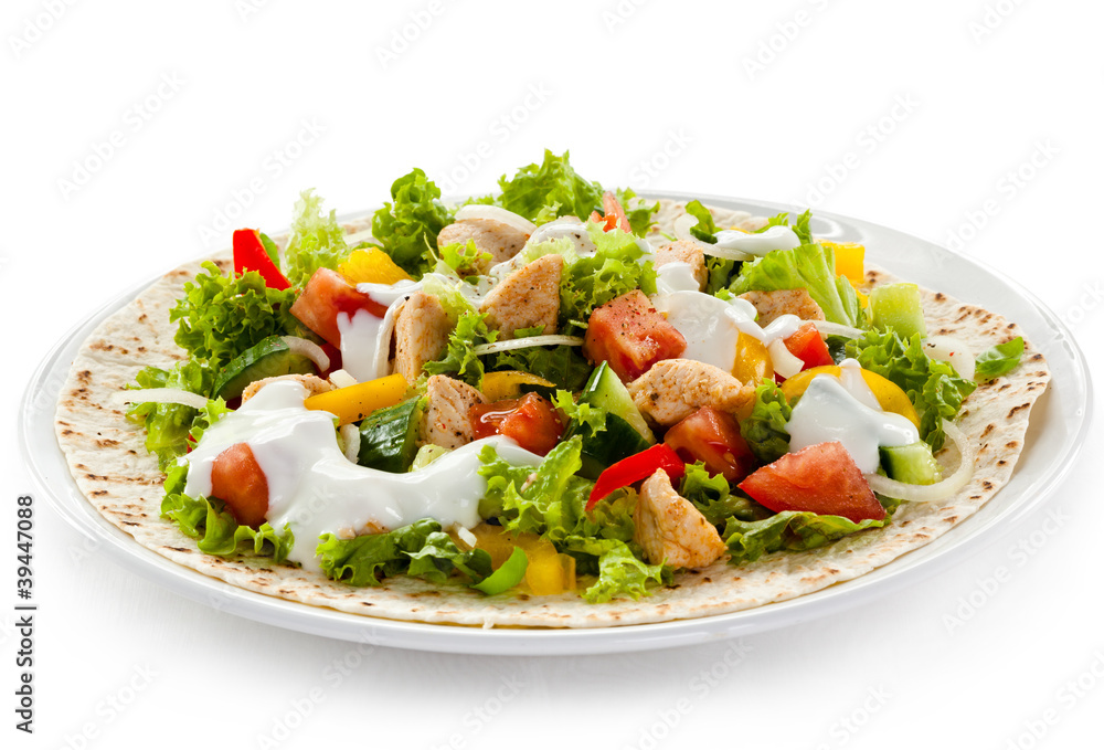 Kebab - grilled meat and vegetables Kebab - grilled meat and vegetables
