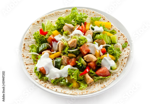 Kebab - grilled meat and vegetables