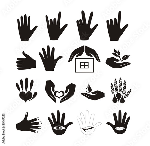 Hands and logos vector set