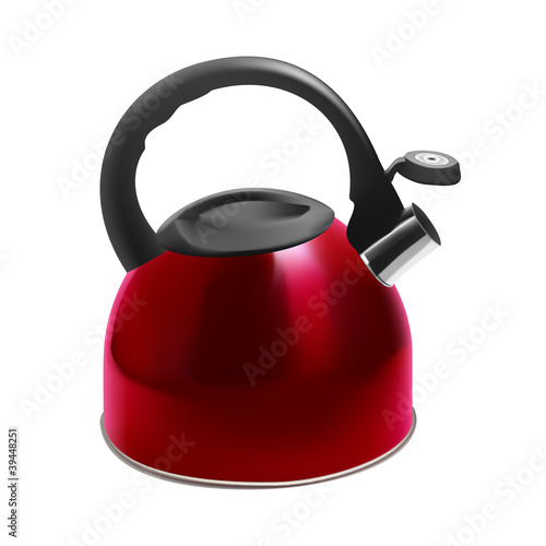kettle red vector EPS 8 isolated on white background with clippi