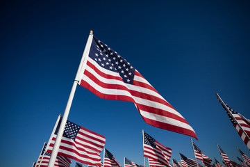 American Flag display commemorating national holiday