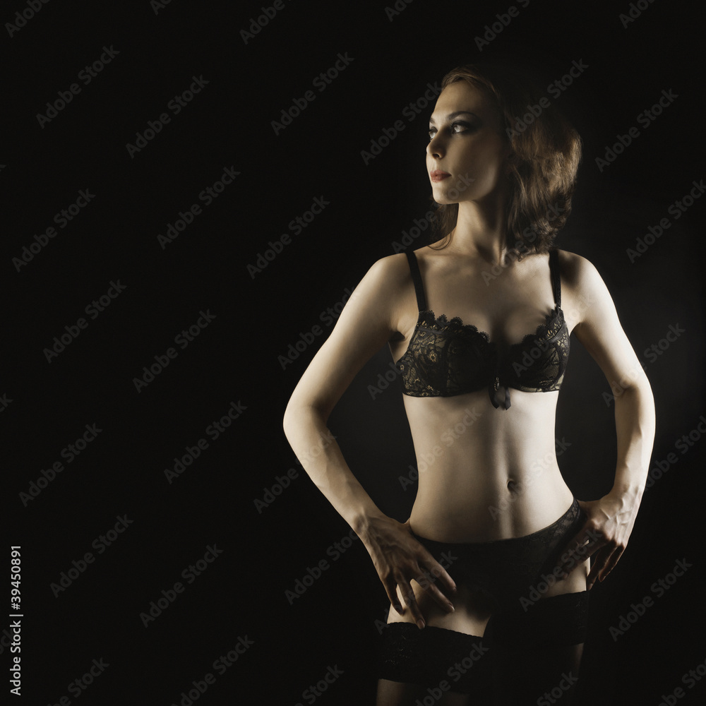 Fototapeta premium Sexy woman in black lingerie