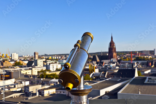 telescope on platform with view to Frankfurt photo