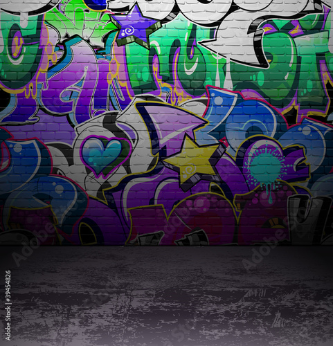 Graffiti wall urban street art painting