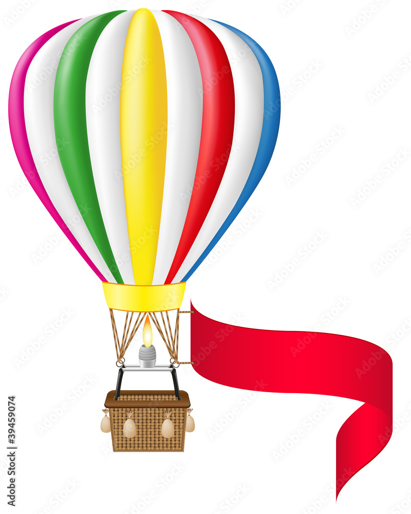 Fototapeta premium hot air balloon and blank banner vector illustration