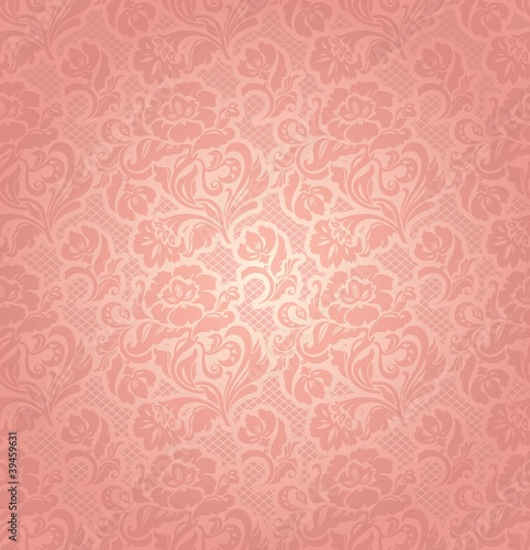 Lace background, ornamental pink flowers