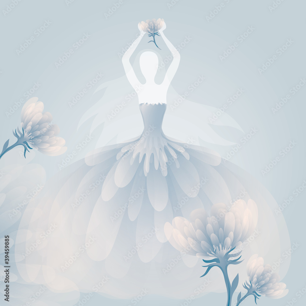 Blue WEDDING DRESS / Soft flower background Blue WEDDING DRESS / Soft flower background