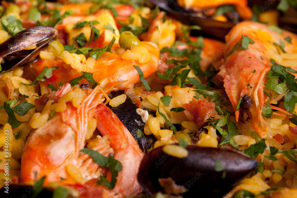 Mussels And Prawns In Paella