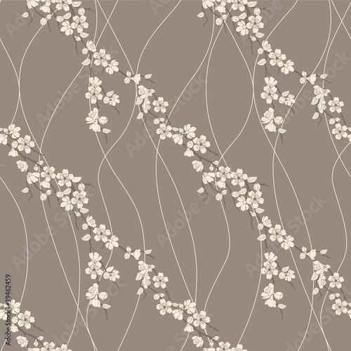 Vector seamless pattern with sakura branch