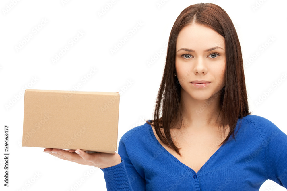 attractive businesswoman with cardboard box attractive businesswoman with cardboard box