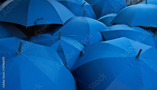 blue umbrellas