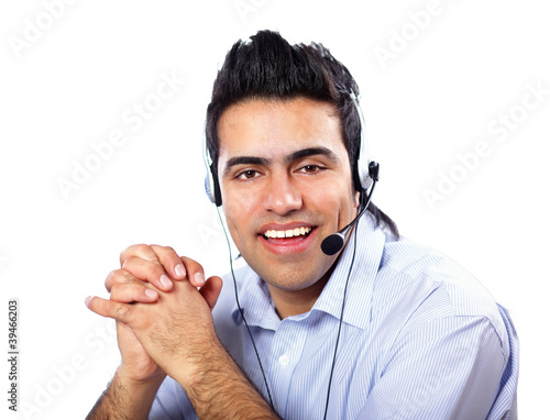 Support phone operator, isolated on white background