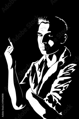 man with a cigar on a black background