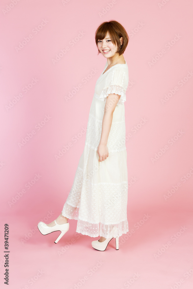 Beautiful young woman on pink background Beautiful young woman on pink background