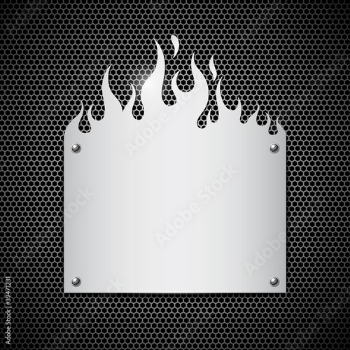 Blank stainless steel fire flames background vector