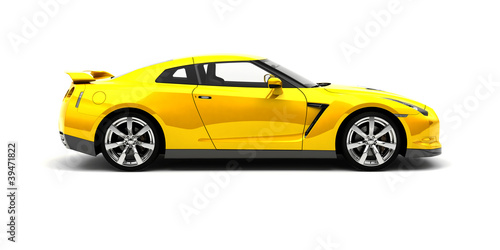 Yellow sport car - side view