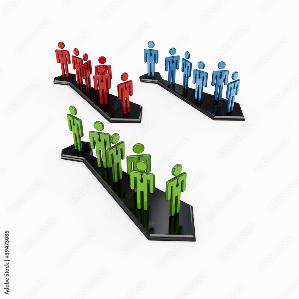 3d small people on a black arrows. 3d small people on a black arrows.