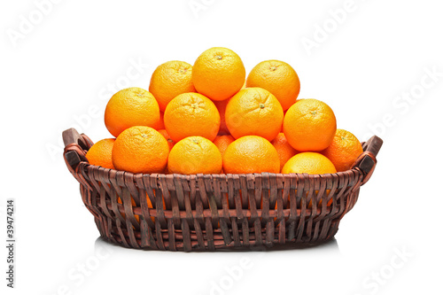 Many oranges in a basket