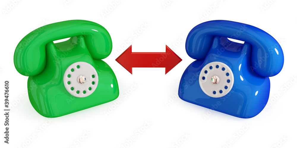 Green and blue telephones