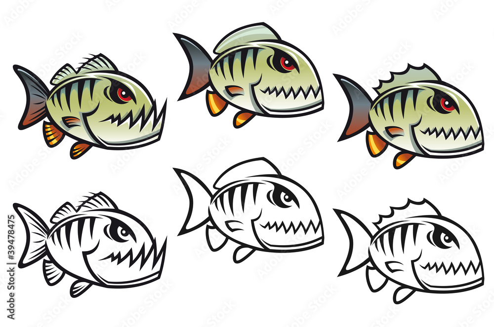 Angry cartoon piranha fish Angry cartoon piranha fish