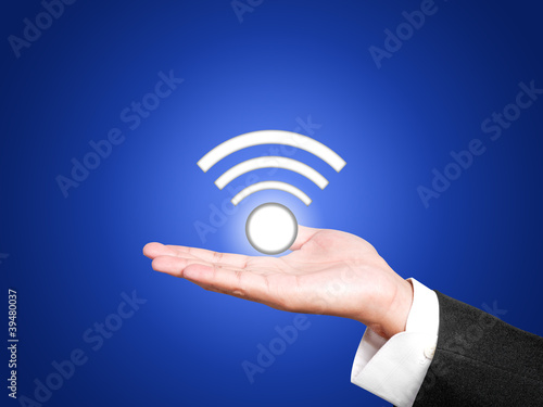 Business hand with Connection icon concept