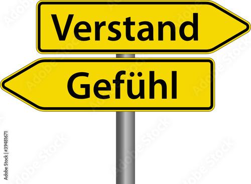 Verstand - Gefühl - Schild Zeichen